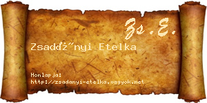 Zsadányi Etelka névjegykártya